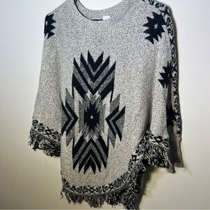 Chic Black and Gray Women's Poncho